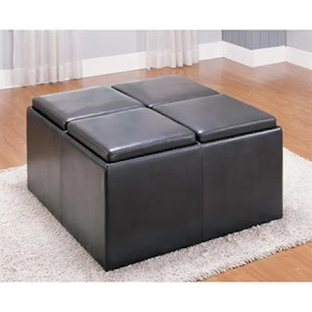 Casual Ottoman with Reversible Trays and Hidden Stools